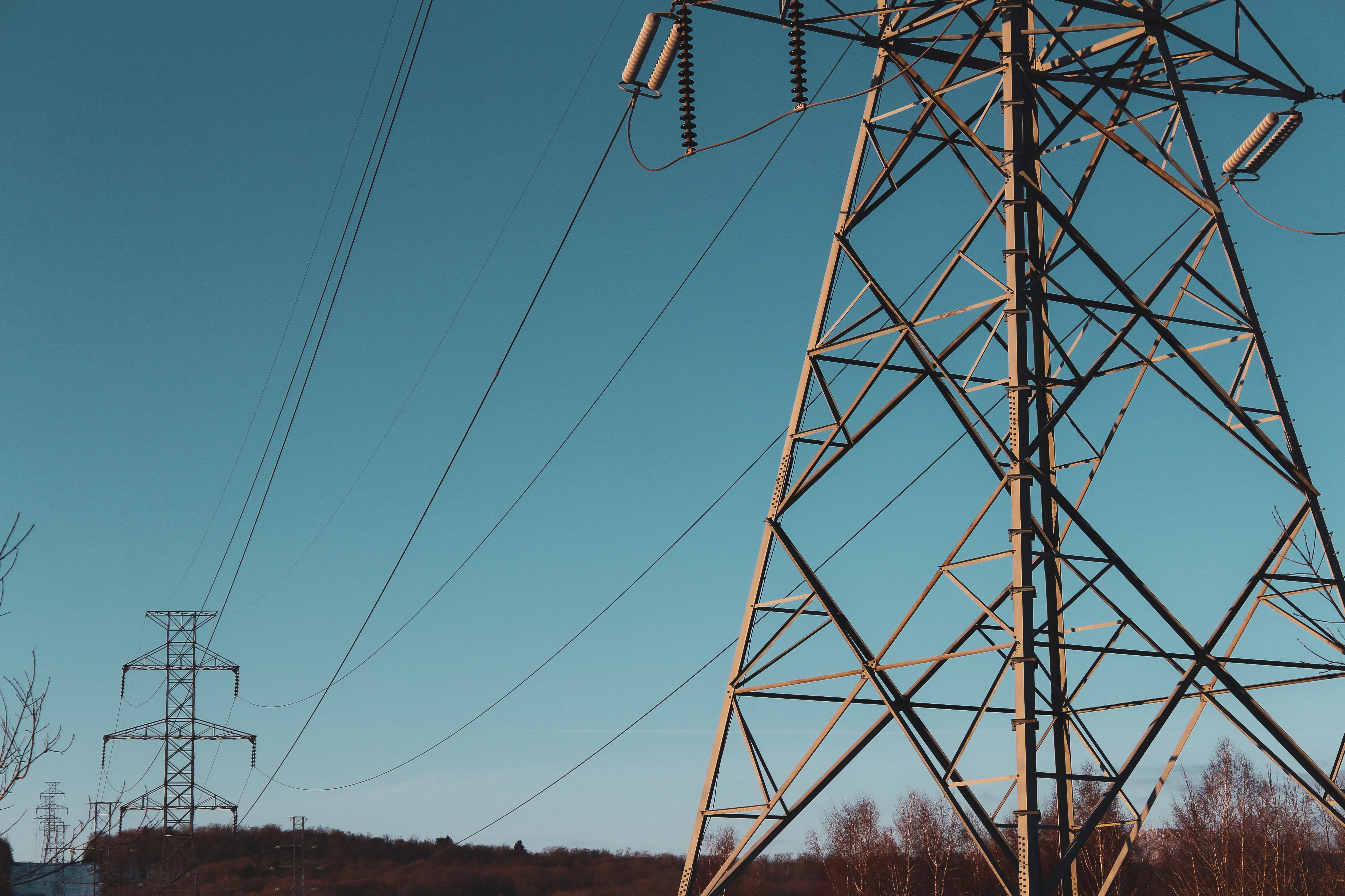 Power system transmission lines on a clear day