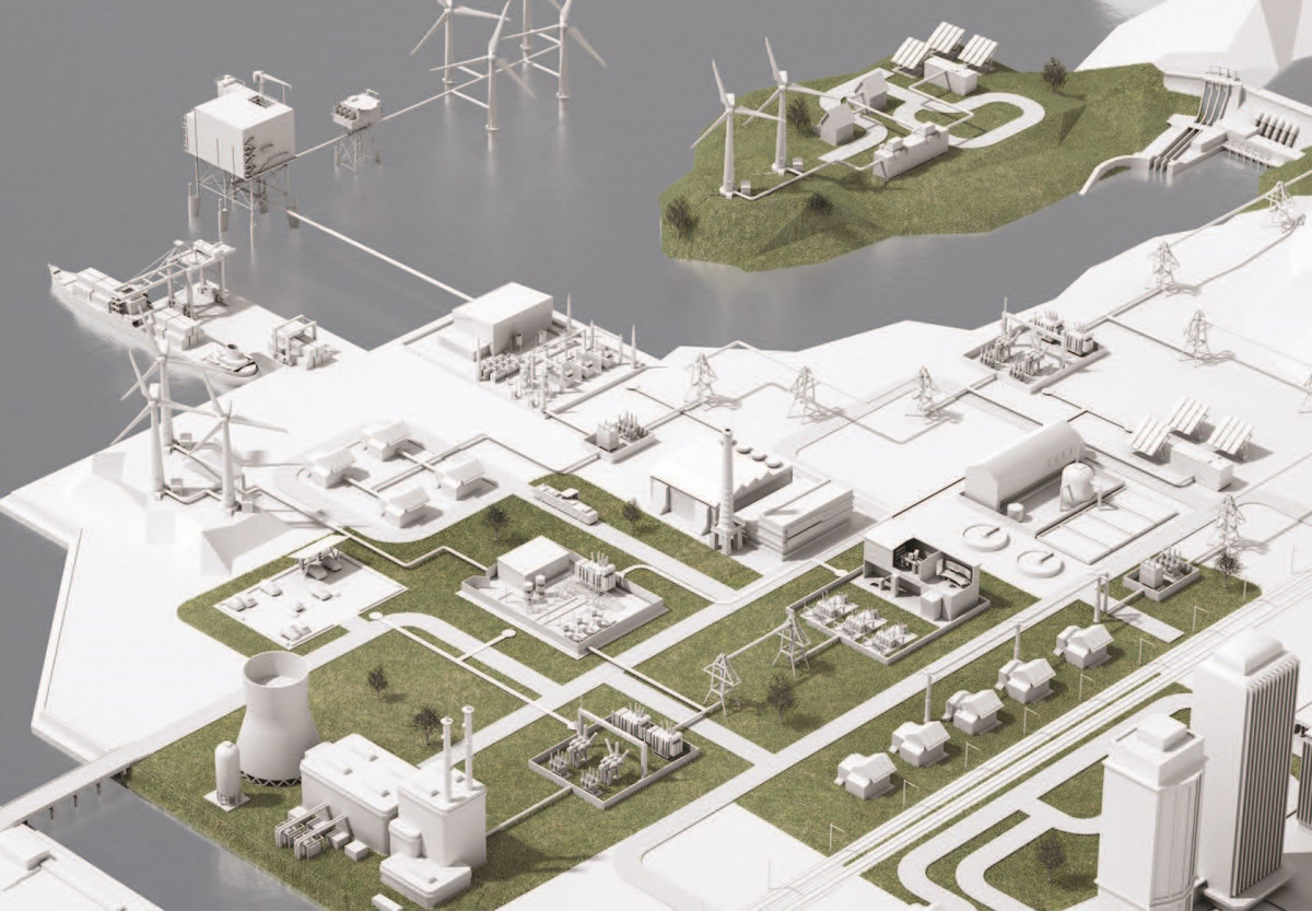 A 3D model of the power generation mix EPS provide procurement solutions to.