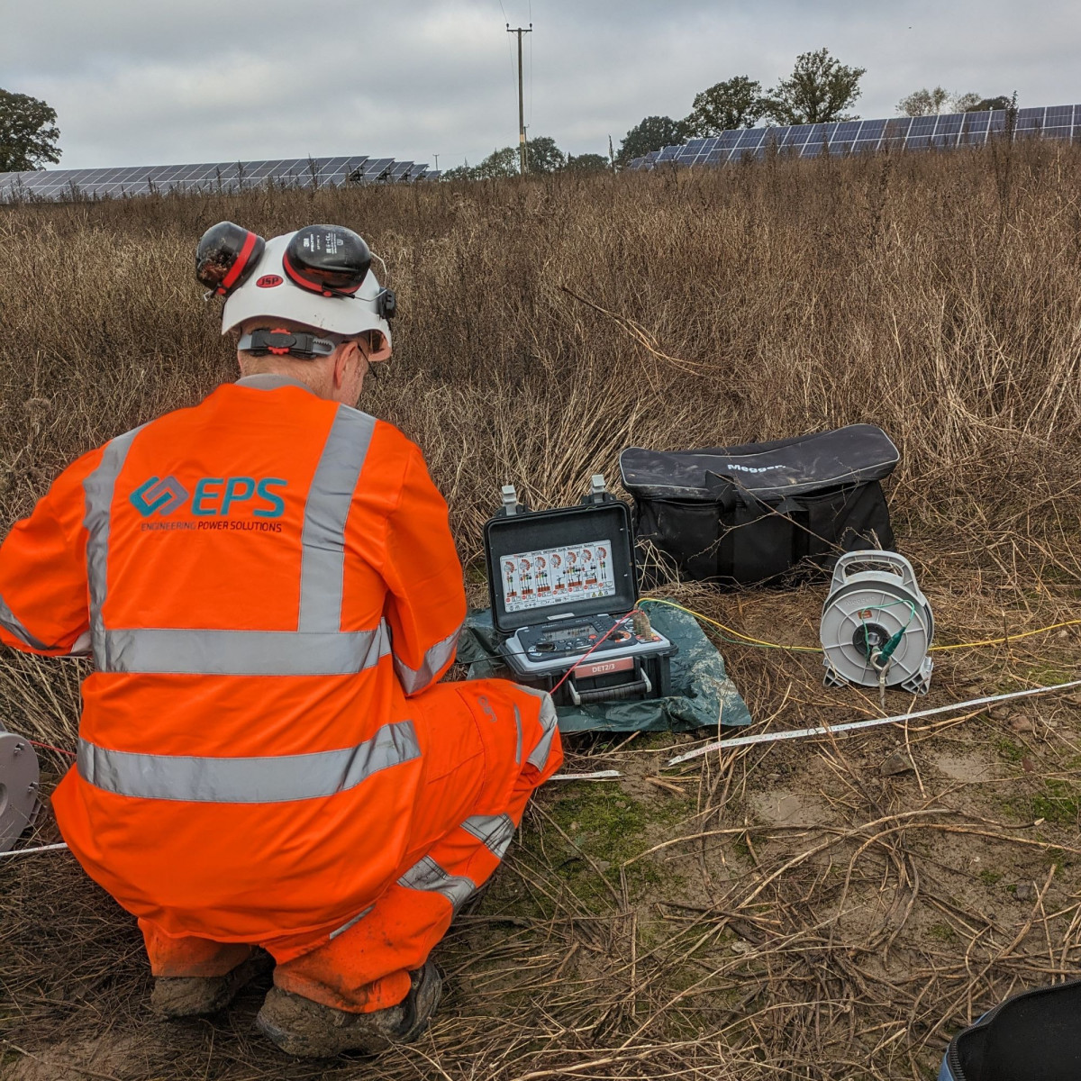 An EPS design consultant conducting a soil resistivity test for an Earthing Project.